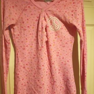 Cute Floral VS Pink peace woven Henley M